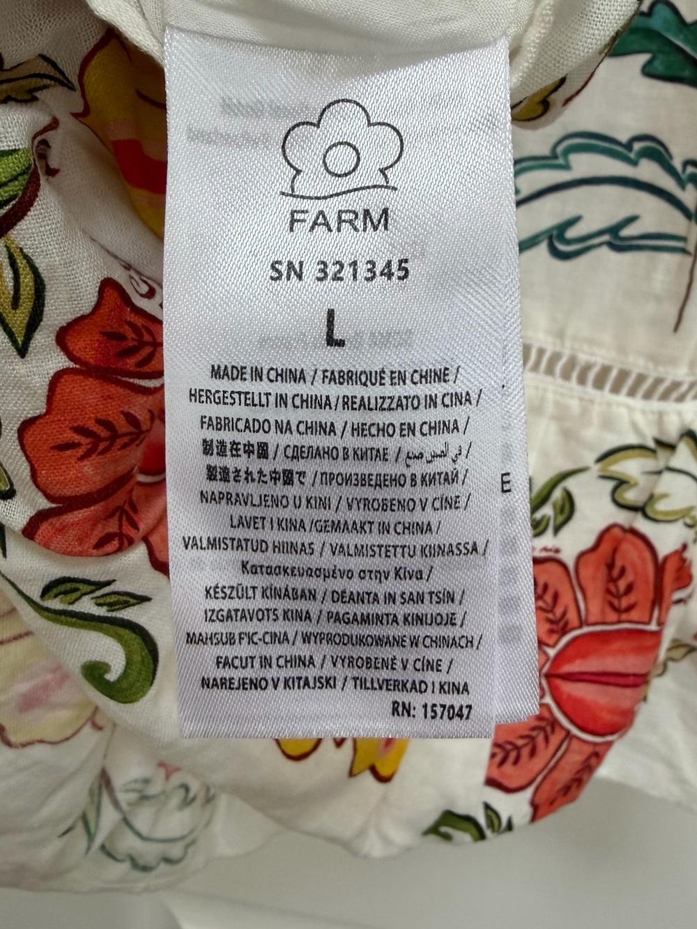 FARM Rio Floral Insects Mini Dress, Linen, Size Large - Picture 11 of 13